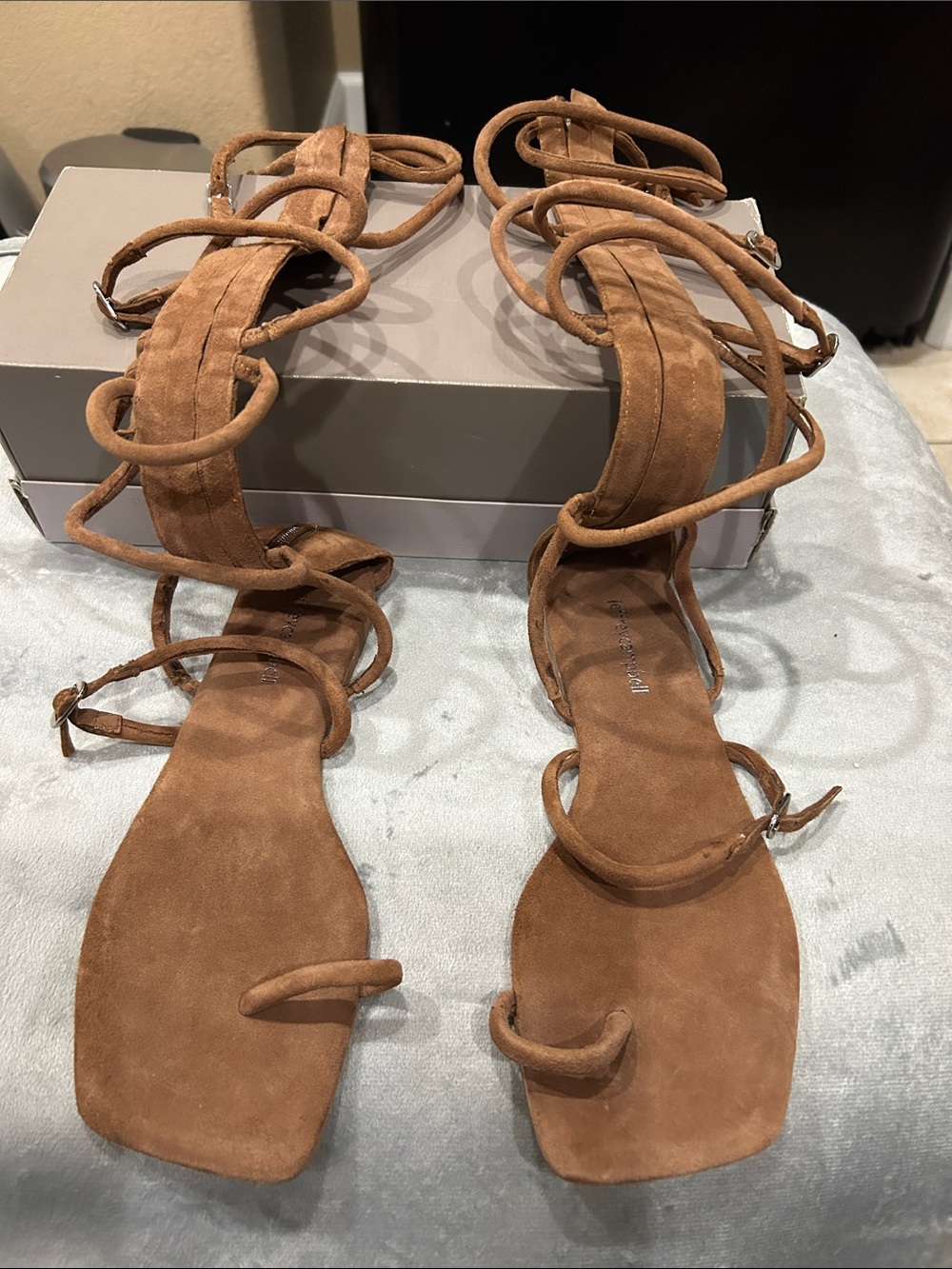 Jeffrey Campbell Brown Suede Lace-Up Gladiator Sandals